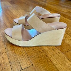 Loeffler Randall Mason Wood Platform Wedge Sandal Nude